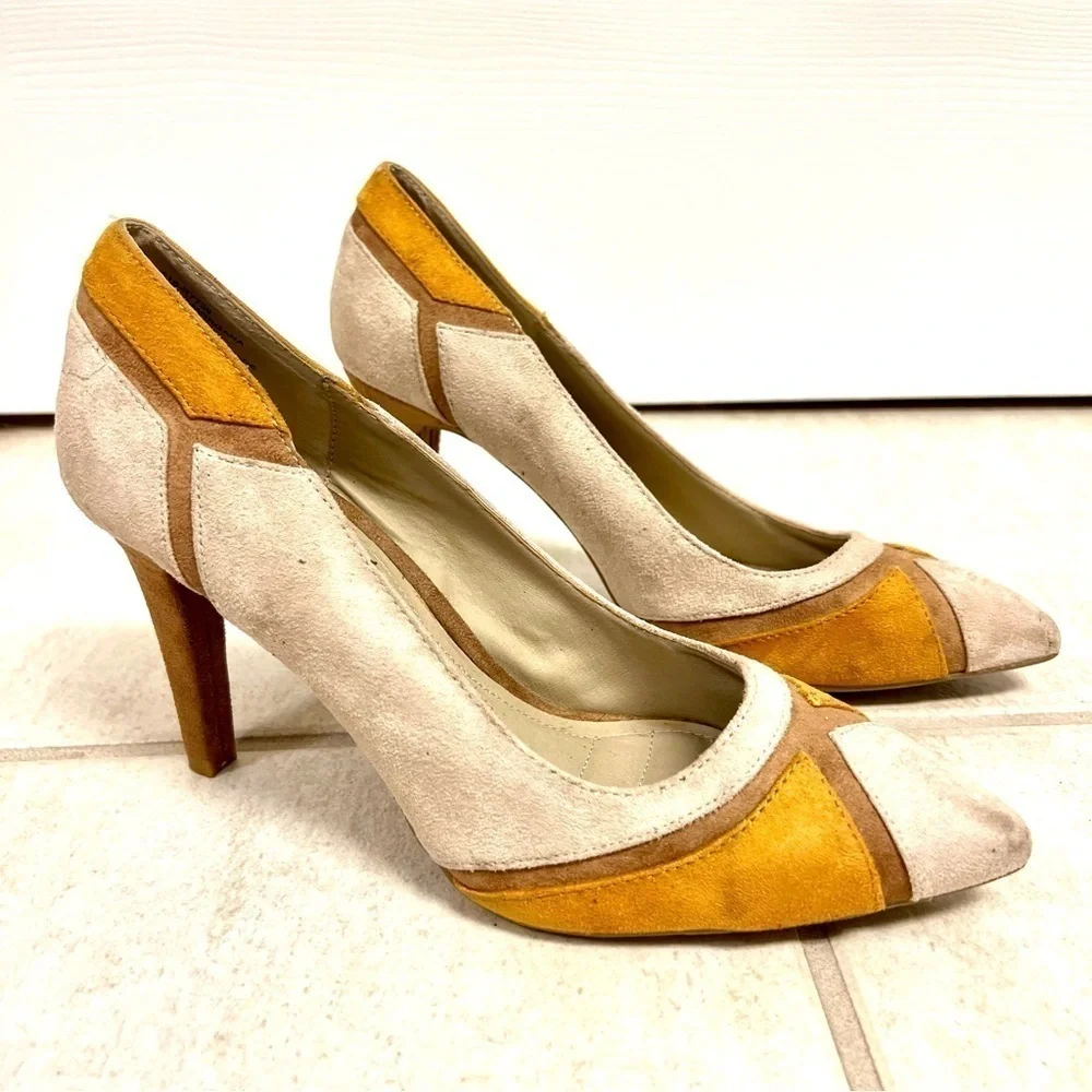 Rialto Womens Morgana Retro suede Pointed Toe Classic Pumps Size 9M patched